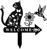 Cat Garden Decor for Outside Metal Cats Silhouette Statues Garden Stakes Yard Sign Art Decorations for Outdoor Patio Lawn Ornaments Birthday Gift for Cat Lovers Women Mom