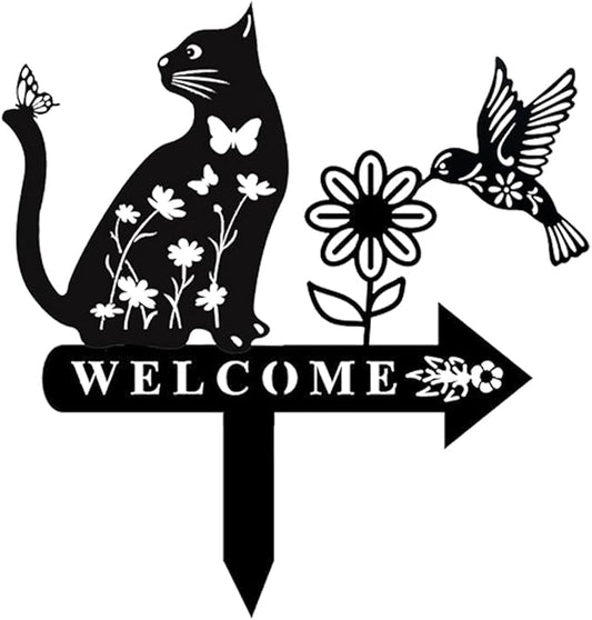 Cat Garden Decor for Outside Metal Cats Silhouette Statues Garden Stakes Yard Sign Art Decorations for Outdoor Patio Lawn Ornaments Birthday Gift for Cat Lovers Women Mom