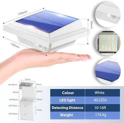 Gutter Lights, 40 LEDs Solar Patio Decor Light, Deck Lights Outdoor Waterproof Fence Light for Wall Backyard Porch, Patio, Pool,Step Stairs, Yard, Garden, Pathway - 4 Pack-White,Warm White Light