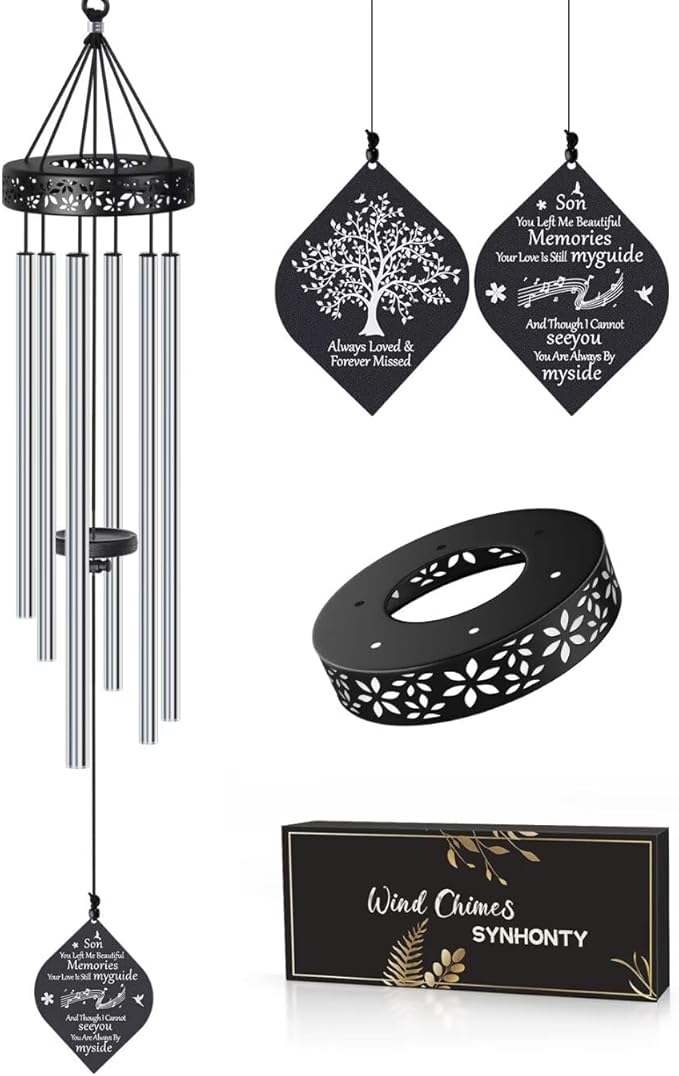 Synhonty 32'' Memorial Wind Chimes for Loss of Son, Sympathy Gifts, Bereavement/Condolence/Remembrance Gifts, Windchimes in Memory of Son