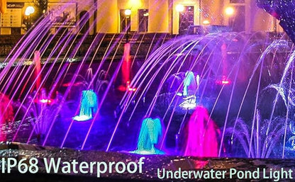 Pond Lights, LED Underwater RGB Color Changing Spotlight Dimmable IP68 Waterproof Submersible Fountain Lights Outdoor Landscape Spot Lights, 3 in Set