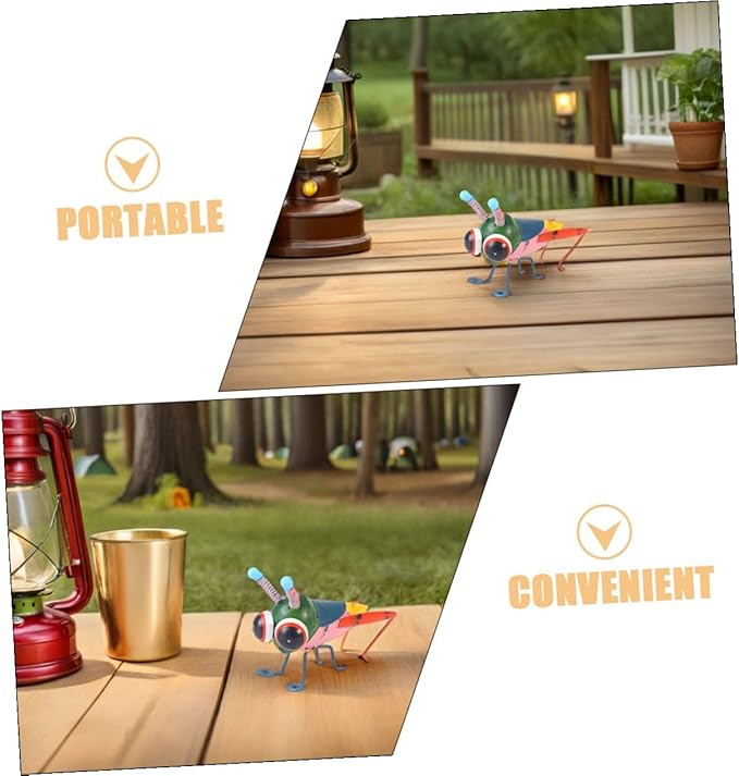 BESPORTBLE 3pcs Colorful Iron Art Locust Figurines Handpainted Metal Insect Statues for Garden Patio Lawn Decor Lightweight Outdoor Sculpture for Indoor Accent