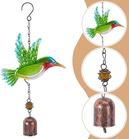 WADORN Metal Hummingbird Wind Chimes, Funny Birds Wind Bells Lucky Hummingbird Hanging Windchimes Garden Decorations for Indoor Outdoor Yard Patio Home Garden Balconies Ornament Housewarming Gifts