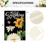 AVOIN colorlife Daisy Sunflower Hello Sunshine House Flag 28x40 Inch Double Sided, Summer Seasonal Holiday Burlap Yard Outdoor Decoration Black