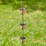 Glitzhome 8.5ft Rain Chain for Gutters 15-Piece Faux Copper Cup Shaped Catcher Replacement for Downpout