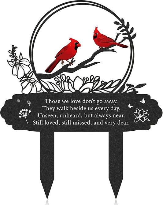 Rngmsi Cardinal Grave Decorations for Cemetery, Metal Memorial Stakes Grave Decorations for Loss of Mother Father Cardinal Decor Plaques Markers for Cemetery Humans Outdoor Yard Garden