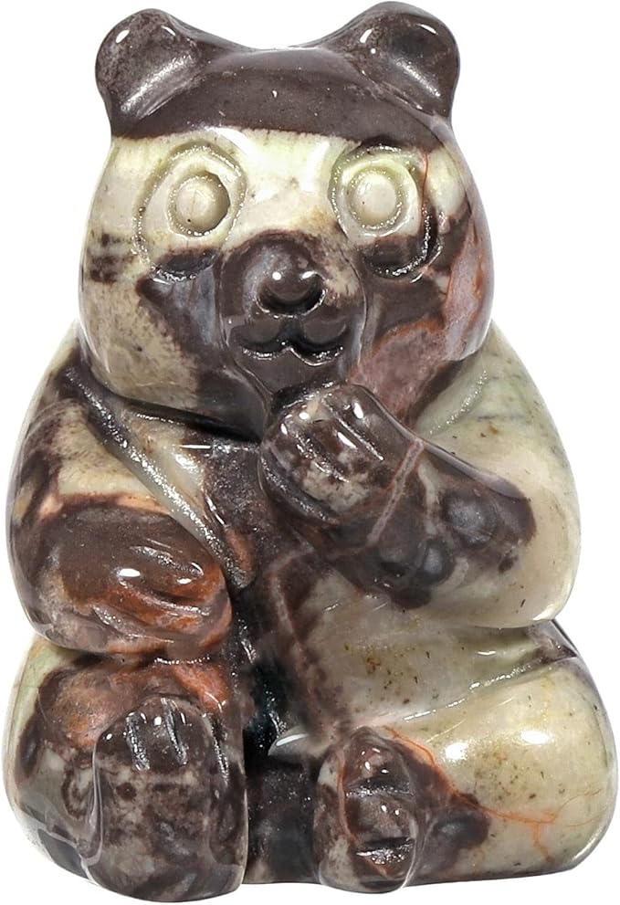Amogeeli Healing Crystal Bear Figurine, Hand-Carved Bear Pocket Stone Animal Statue Sculpture Home Office Garden Decoration