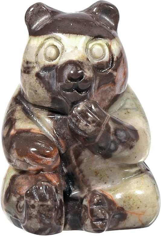 Amogeeli Healing Crystal Bear Figurine, Hand-Carved Bear Pocket Stone Animal Statue Sculpture Home Office Garden Decoration