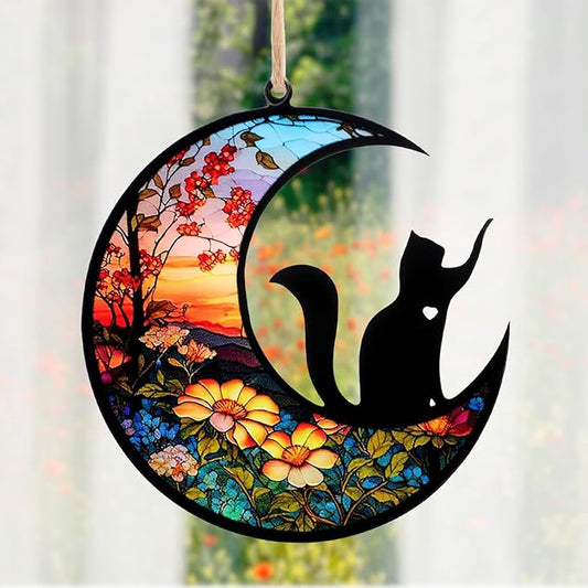 Cat Memorial Suncatcher Windows Memorial Ornament Pet Sympathy Gift for Loss of Cat Personalized Decorations Sun Catcher in Loving Memory for Loss Christmas Decor