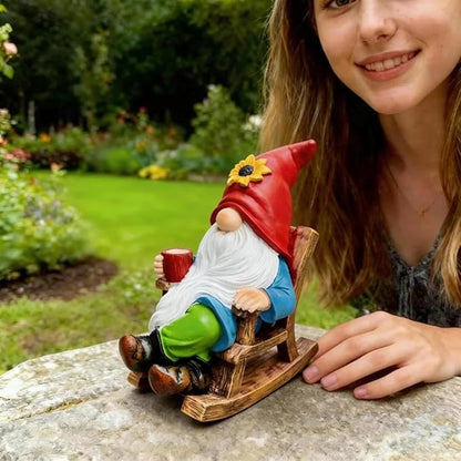 Outdoor Garden Gnome Statue Decoration- Funny drinking coffee Gnome Figurine Ornament for Indoor Outdoor Home Patio Yard Lawn - Lucky Gnome Unique Mom Birthday Gifts - Best Garden Gifts for Day