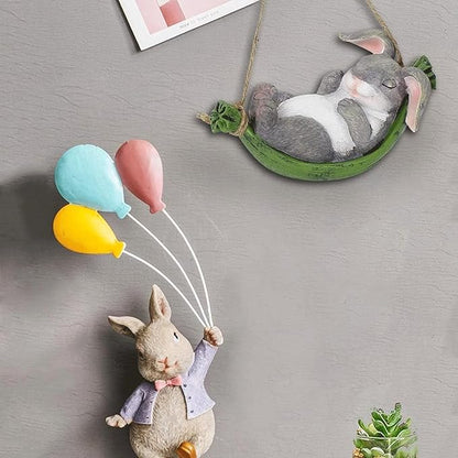 Collectible Figurines Modern Statues Resin Figurine Gray Rabbit Garden Animal Statue Sculpture for Outdoor Yard Tree Art Decor Creative Sculptures A Meaningful Gift