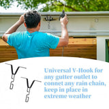 2 Pcs Rain Chain Clip for Gutter Adapter,Outside V Style Copper Hook Hanger Iron Connector,Rain Chain Water Diverter Accessories, Outdoor Hardware Accessory
