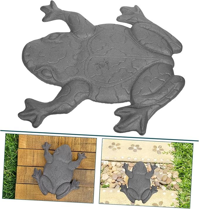 POPETPOP Vintage Frog Stepping Iron Garden Statue Weather Resistant for Outdoor Spaces Pathways