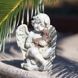 Topadorn Resin Angel Wings Statue with Small Dog, Praying Angel Figurine Tabletop Decor for Patio Yard Porch Lawn Outdoor Decor Home Shelf Sitter Memorial Spiritual Gifts