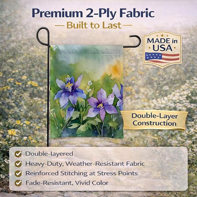 Caroline's Treasures Colorado Rocky Mountain Columbine in Watercolor Garden Flag Mailbox Flag Decorative Yard Flag Banner Outside Patio Artwork Yard Flower Beds, Garden Size, Multicolor