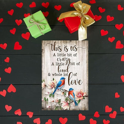 Bluebird Tin Sign Flower Metal Poster Vintage, Whole lot of Love, Wall Art Decor Gifts for Home Bar Kitchen Restaurant Bedroom Garden Plaque 8x12 Inch