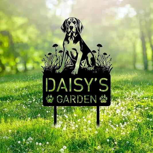 Custom American Foxhound Dog Metal Memorial Garden Stake Personalized Pet Grave Marker Name Sign Remembrance Stake Decor Sympathy Dog Loss,Outdoor Statues for Yard Garden Lawn Patio Pathway Grave.