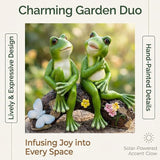 Couple Frogs Garden Statue - 9" Weatherproof Outdoor Yard Decor