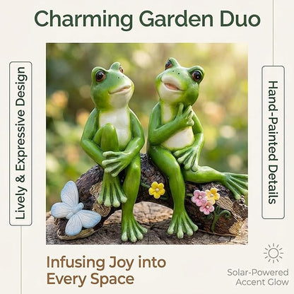Couple Frogs Garden Statue - 9" Weatherproof Outdoor Yard Decor