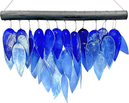 Bellaa Handmade Wind Chimes Outdoor, Capiz Seashell Glass, Gental Musical Windchime Outside Garden Decoration, Beach, Gifts for Mom 24490