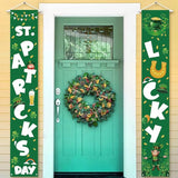 St Patricks Day Porch Decorations - Saint Shamrock Porch Sign Leprechaun Decor - Hanging Banners Decorations for Front Door Outside Yard Garden Party Supplies