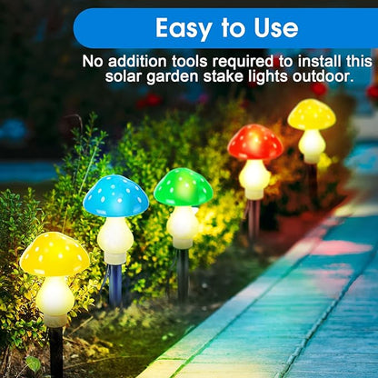 Reginary 12 Pcs Outdoor Lamp Solar Mushroom Light up Garden Mushroom Lights 8 Modes Waterproof Lamp Outside Decor for Holiday Yard Patio Pathway Lawn Ornament(Multicolored,Classic)