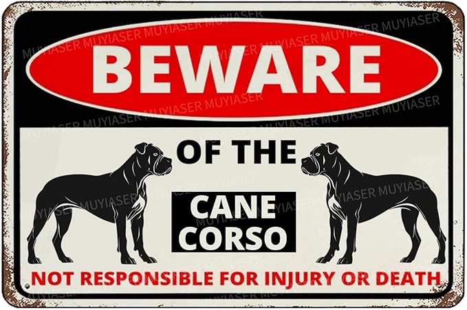 Beware Of The Dog Cane Corso Sign Aluminum Metal Tin Signs Outdoor Yard Sign Warning Sign For Fence Yard Home Kitchen Farm Garden Wall Decor 8x12 Inch
