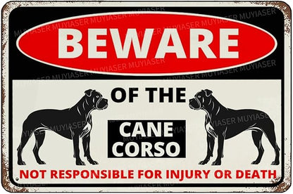 Beware Of The Dog Cane Corso Sign Aluminum Metal Tin Signs Outdoor Yard Sign Warning Sign For Fence Yard Home Kitchen Farm Garden Wall Decor 8x12 Inch