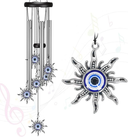 Wind Chimes for Outside Clearance, Wind Chime with Natural Sounds, Outdoor/Indoor Decorations for Patio, Porch, Backyard and Garden Decor (Sun Evil Eyes)
