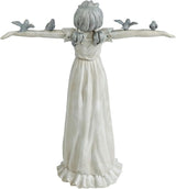 Design Toscano Basking in Glory Little Girl with Birds Outdoor Garden Statue, Large, 29 inches tall, Cast Stone Resin, Two Tone Stone Finish