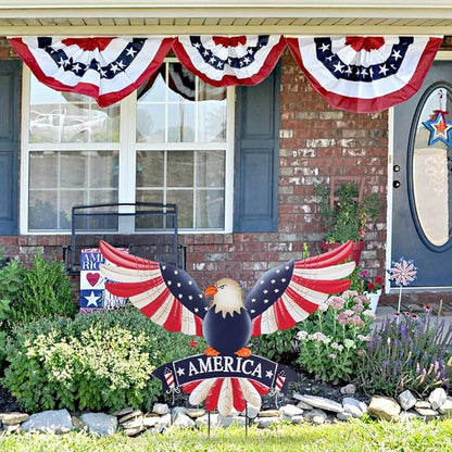 hogardeck 4th of July Decorations Outdoor, 28" Large Bald Eagle Patriotic Decorative Garden Stakes for Fourth of July Decorations, Memorial Day Metal American Eagle for Outside Yard Porch Lawn Decor