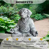 OLOMA Outdoor Indoor Meditating Dog Statue Thick Concrete Stone Sculpture with Protective Resin Coating Durable Heavy Lawn Patio Entryway Meditation Room Decorative Accent Display Piece
