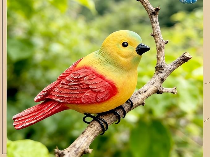 Bird Statue Outdoor Plants Pot Hanging Decor Garden Animal Sculpture for Tree Fence Balcony Patio Lawn Yard Ornaments