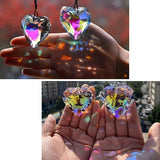 2PCS Simple Geometry Crystal Sun Catcher Prisms, stino Hanging Suncatchers with Glass Prism, Rainbow Maker for Windows, Balcony, Kitchen, Garden Decoration (1, Heart ABColor 2Pcs)