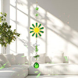 Crystal Sun Catcher Green Flower Suncatchers Crystal Rainbow Maker Ornament for Windows Hanging Healing Crystals Gift for Wife Mom