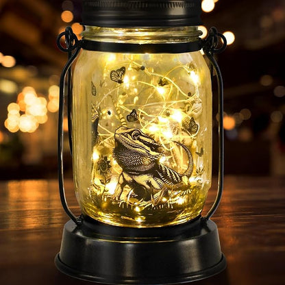 Bearded Dragon Gifts for Women/Men Bearded Dragon Solar Lanterns Mom Birthday Animal Lovers Lantern Animal Memorial Lights Solar Garden Decoration for Yard, Patio,Backyard,Porch Torches, Home Decor