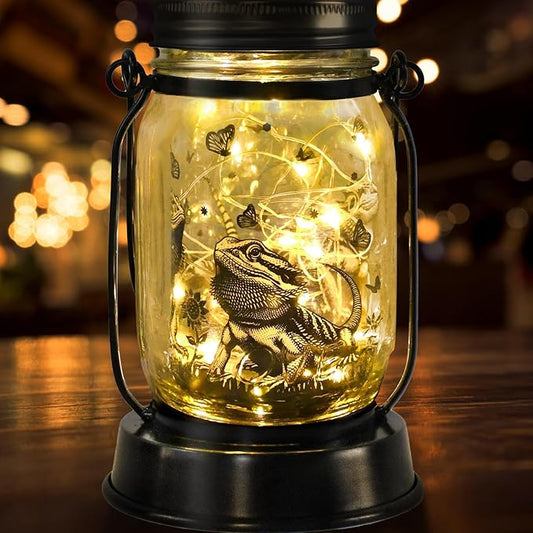 Bearded Dragon Gifts for Women/Men Bearded Dragon Solar Lanterns Mom Birthday Animal Lovers Lantern Animal Memorial Lights Solar Garden Decoration for Yard, Patio,Backyard,Porch Torches, Home Decor