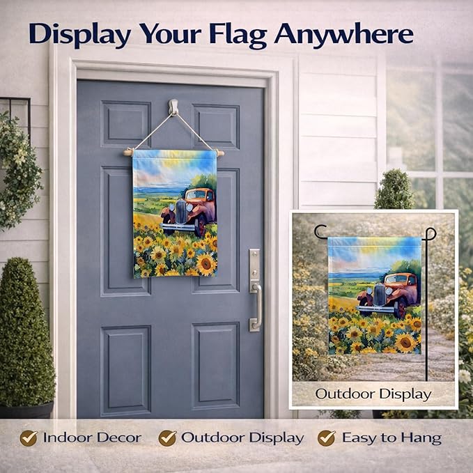 Caroline's Treasures Kansas Sunflowers in Watercolor Garden Flag Mailbox Flag Decorative Yard Flag Banner Outside Patio Artwork Yard Flower Beds, Garden Size, Multicolor
