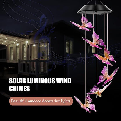 Butterfly Solar Wind Chime Light Outdoor, Best Gift for mom, Grandma, Lady, Wife, Aunt, Sister, Unique Mobile Wind Chime, Garden Yard Decoration
