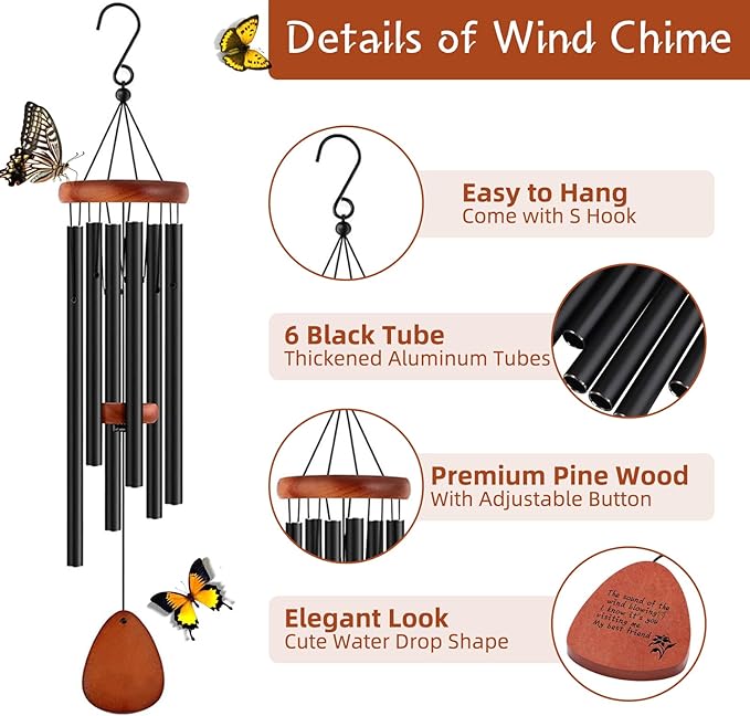 Pet Loss Bereavement Gifts Dog Cat Memorial Wind Chime, Sympathy Wind Chimes Suitable for Outdoor, Garden, Patio Decoration