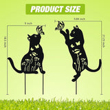 WONDER GARDEN Metal Cat Decor for Outside - 2 Pack Garden Stakes Decorative, Black Cat Silhouette Statues Lawn Ornaments Yard Art Patio Decor Women Men Mom Gifts