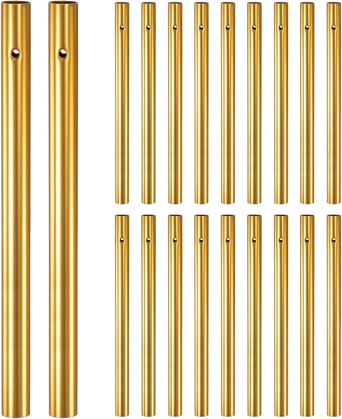 M METERXITY 20-Pack Wind Chime Tubes, Aluminum Wind Chime Empty Tubes, Metal Wind Bell for Adults Arts and Crafts/DIY Home Garden Outdoor Hanging Decorations [1x14cm, Gold]