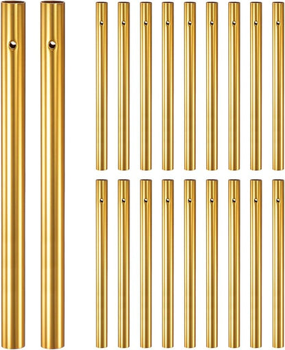 M METERXITY 20-Pack Wind Chime Tubes, Aluminum Wind Chime Empty Tubes, Metal Wind Bell for Adults Arts and Crafts/DIY Home Garden Outdoor Hanging Decorations [1x14cm, Gold]