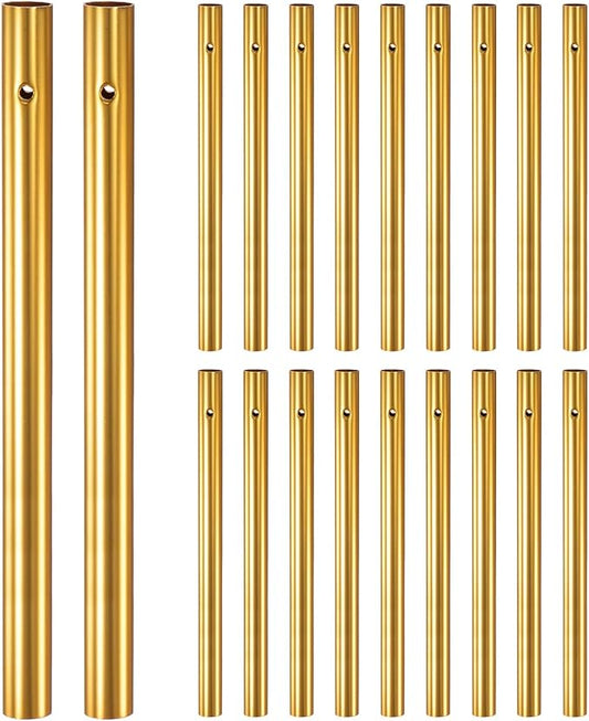 M METERXITY 20-Pack Wind Chime Tubes, Aluminum Wind Chime Empty Tubes, Metal Wind Bell for Adults Arts and Crafts/DIY Home Garden Outdoor Hanging Decorations [1x14cm, Gold]