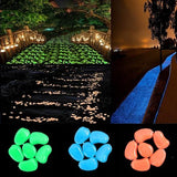 chic style 330pcs Glow in The Dark Pebbles Stone Garden Walkway Decor Outdoor Bulk Fish Tank Aquarium Glow Decorations Gravel Rocks (Blue Green Orange)