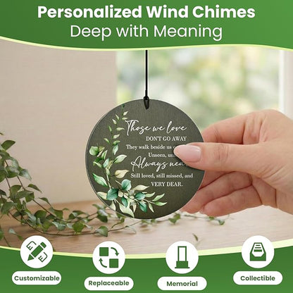 Memorial Wind Chimes, Personalized with Name & Date Keepsake, Sympathy Gifts Wind Chime for Loss of Loved One, 36inch Funeral Windchime Outside, in Loving Memory of Mom/Dad