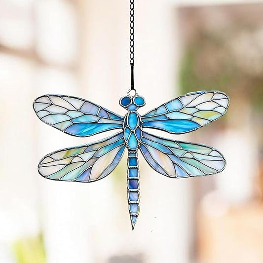 Blue Dragonfly Handmade Resin Suncatchers Artisan Sun Catcher Stained Glass Effect Window Hanging Garden Decor for Mom