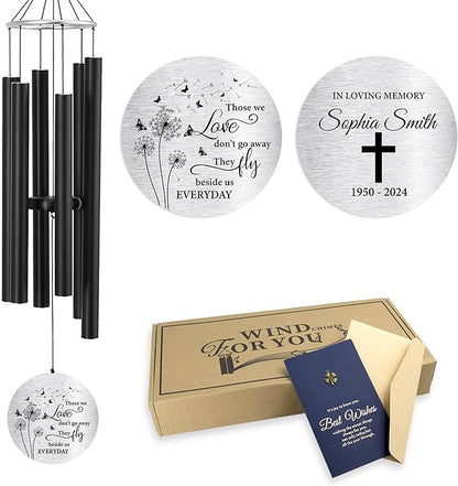 ASTARIN Personalized 30" Bereavement Wind Chimes for Outside, Memorial Gift in Remembrance of a Loved One, Sympathy Gift for Loss of Mother Father Husband, Garden Patio Decor