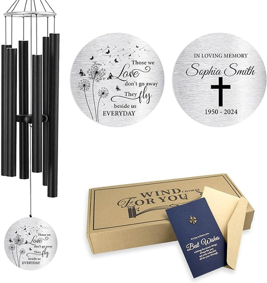 ASTARIN Personalized 30" Bereavement Wind Chimes for Outside, Memorial Gift in Remembrance of a Loved One, Sympathy Gift for Loss of Mother Father Husband, Garden Patio Decor