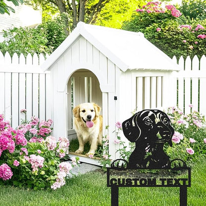 Custom Dachshund Dog Metal Garden Sign Decor for Outside | Personalized Dachshund Garden Stake Yard Sign | Customized Pet Dog House Decor Welcome Name Signs Lawn Decorations